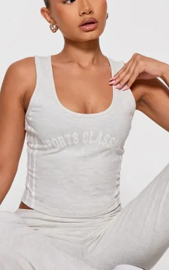 Petite Ash Grey Jersey Graphic Tank Top