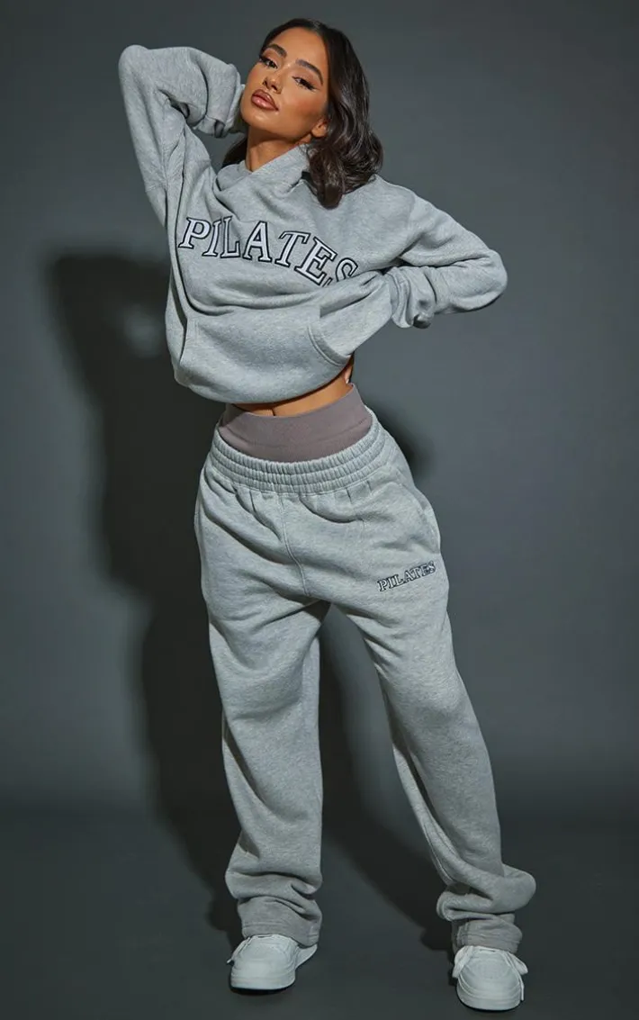 Petite Ash Grey Pilates Graphic Hoodie