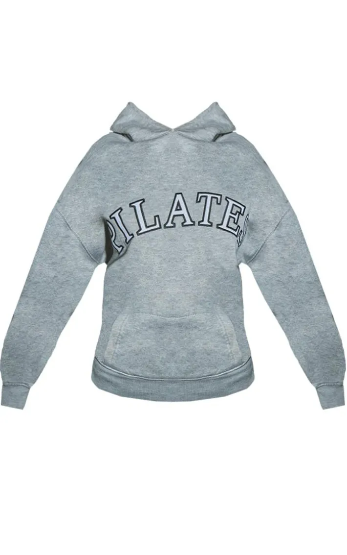 Petite Ash Grey Pilates Graphic Hoodie