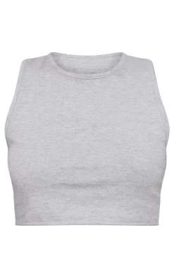 Petite Ash Grey Sleeveless Raw Edge Tank Top