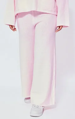 Petite Baby Pink Luxe Knit Wide Leg Pants