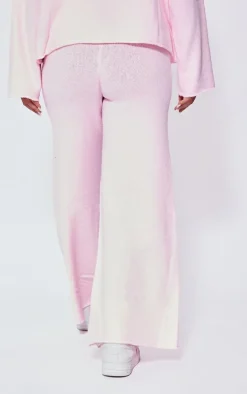 Petite Baby Pink Luxe Knit Wide Leg Pants
