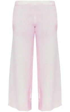 Petite Baby Pink Luxe Knit Wide Leg Pants