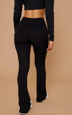 Petite Basic Black Jersey Wide Leg Flares