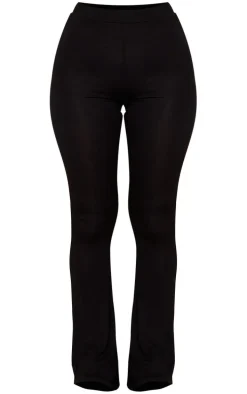 Petite Basic Black Jersey Wide Leg Flares