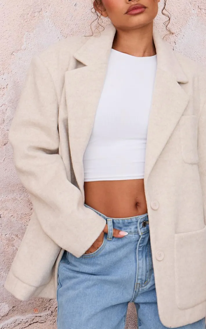 Petite Beige Oversized Longline Blazer