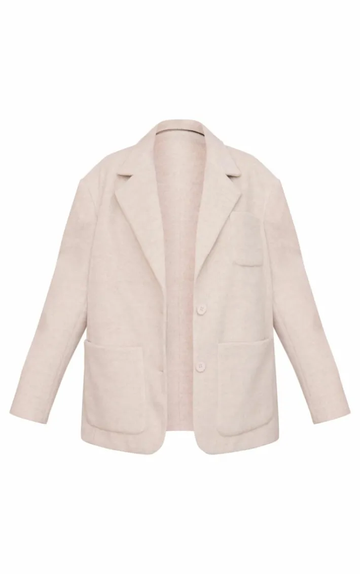 Petite Beige Oversized Longline Blazer