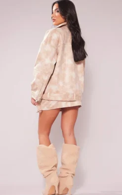 Petite Beige Washed Aviator Jacket