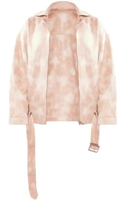 Petite Beige Washed Aviator Jacket