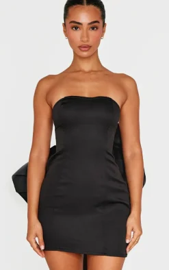 Petite Black Bandeau Bow Detail Mini Dress