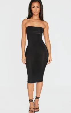 Petite Black Bandeau Jersey Midi Dress