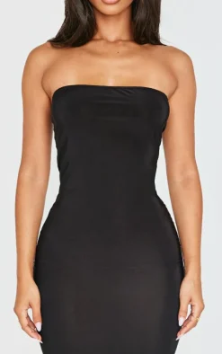 Petite Black Bandeau Jersey Midi Dress