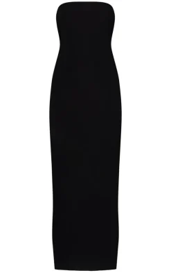 Petite Black Bandeau Open Back Belt Detail Maxi Dress