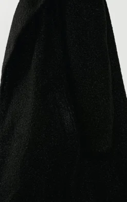 Petite Black Borg Maxi Coat