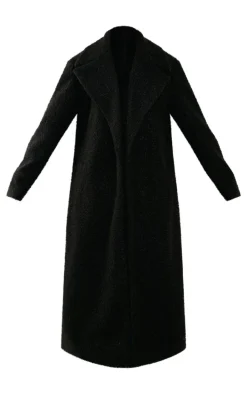 Petite Black Borg Maxi Coat
