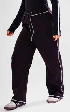 Petite Black Contrast Stitch Sweatpants