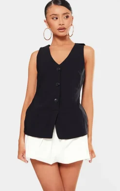 Petite Black Contrast Tailored Puffball Shift Dress