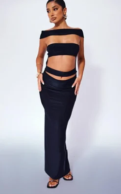 Petite Black Cut-out Bandeau Maxi Dress