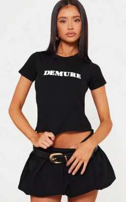 Petite Black Demure Fitted T-Shirt