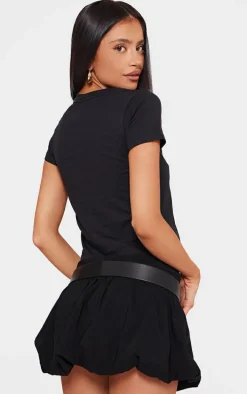 Petite Black Demure Fitted T-Shirt