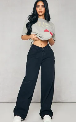 Petite Black Dip Waist Denim Jeans