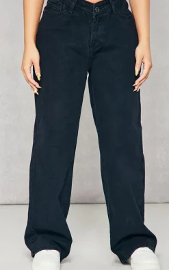 Petite Black Dip Waist Denim Jeans