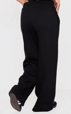 Petite Black Graphic Detail Wide Leg Sweatpants