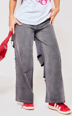 Petite Black High Waisted Extreme Cut Out Detail Jeans