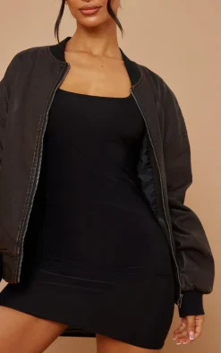 Petite Black Jersey Mini Dress