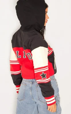 Petite Black Long Sleeve Hooded Bomber