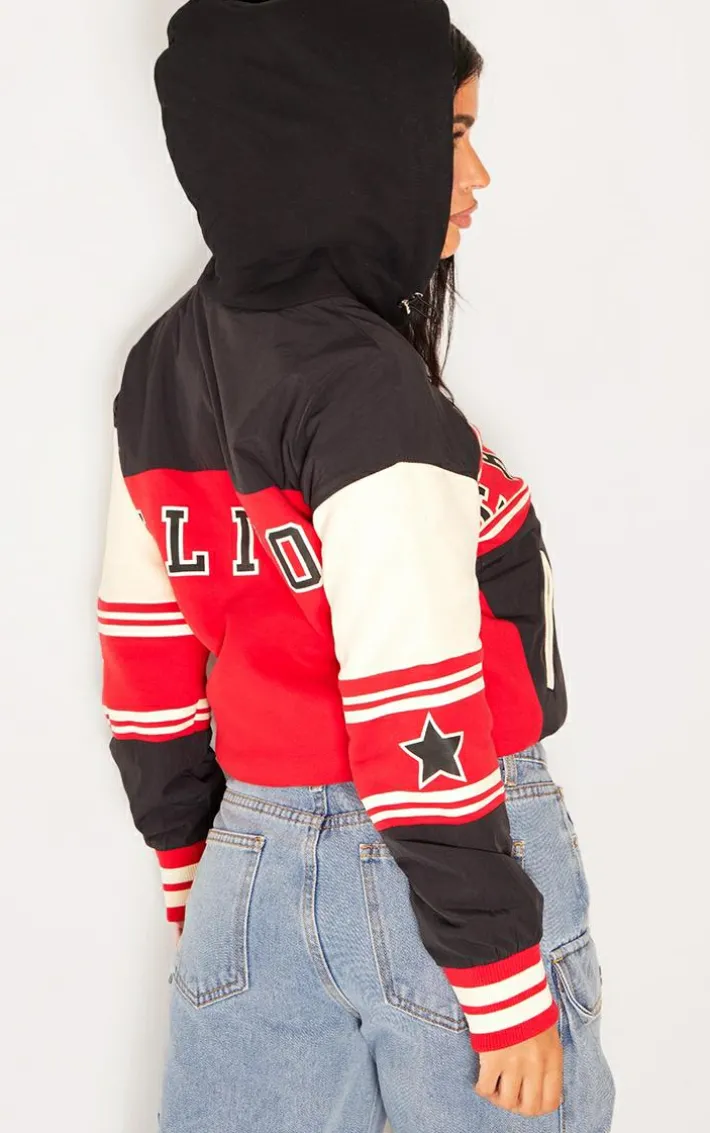 Petite Black Long Sleeve Hooded Bomber