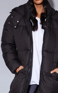 Petite Black Longline Puffer Coat