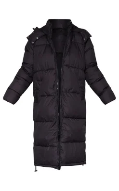 Petite Black Longline Puffer Coat