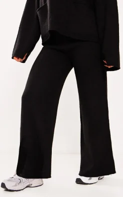Petite Black Luxe Knit Wide Leg Pants