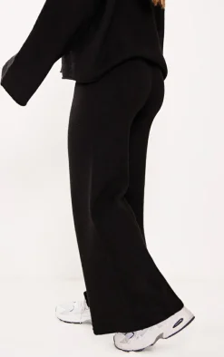 Petite Black Luxe Knit Wide Leg Pants