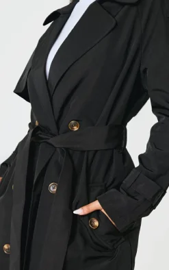 Petite Black Oversized Trench Coat