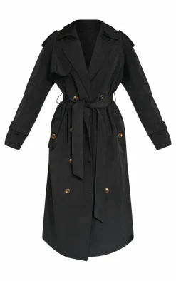Petite Black Oversized Trench Coat