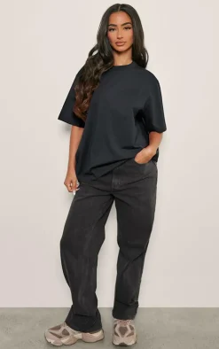 Petite Black Premium Cotton Oversized T-shirt