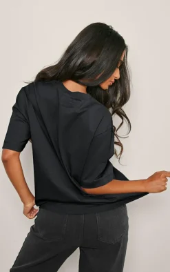 Petite Black Premium Cotton Oversized T-shirt