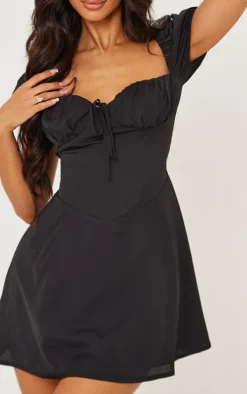 Petite Black Short Sleeve Mini Dress