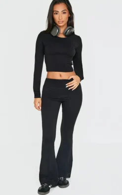 Petite Black Snatched Sculpt Foldover Pants