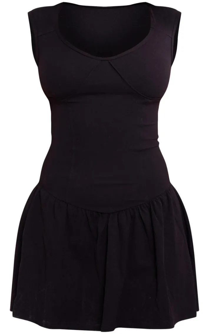 Petite Black Snatched Sculpt Sleeveless Mini Dress
