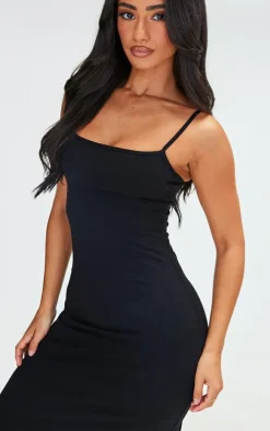 Petite Black Snatched Sculpt Strappy Maxi Dress