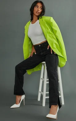 Petite Black Split Hem Jeans