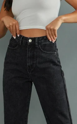 Petite Black Split Hem Jeans