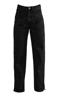 Petite Black Split Hem Jeans