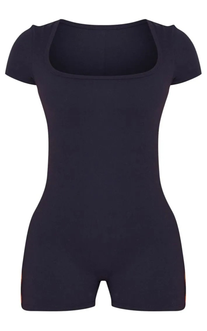 Petite Black Square Neck Snatched Sculpt Unitard