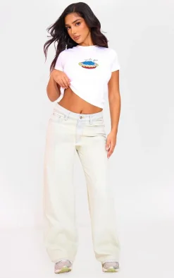 Petite Bleach Wash Denim Straight Leg Jeans