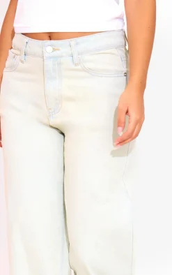 Petite Bleach Wash Denim Straight Leg Jeans