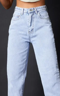 Petite Bleach Wash Split Hem Jeans